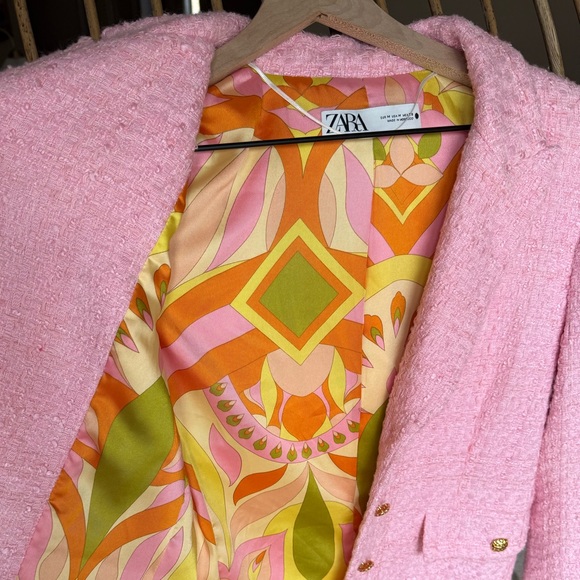 Zara Pink Textured Tailored Blazer - Picture 4 of 12